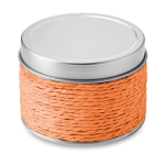 Scented candle in a metal tin for health & wellness promotions orange colour second view