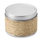 Scented candle in a metal tin for health & wellness promotions beige colour second view