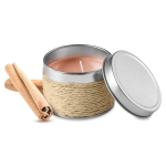 Scented candle in a metal tin for health & wellness promotions beige colour third view