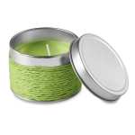 Scented candle in a metal tin for health & wellness promotions lime colour