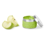 Scented candle in a metal tin for health & wellness promotions lime colour third view