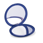 Round pocket mirror for events and trade fairs transparent blue colour third view