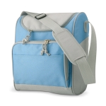 Cooler bag with front pocket made of polyester light blue colour