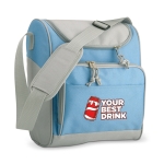 Cooler bag with front pocket made of polyester light blue colour main view