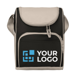 Cooler bag with front pocket made of polyester view with print area