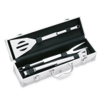 Stainless steel grill set in an aluminium case silver colour