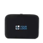 Hard foam laptop sleeve for corporate use 13” black colour view with print area