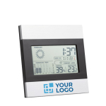 Weather station in black and silver as a promotional gift matt silver colour view with print area