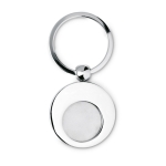 Trolley coin with metal keyring for supermarkets shiny silver colour