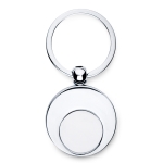 Trolley coin with metal keyring for supermarkets shiny silver colour third view