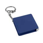 Square keyring with measuring tape, 1M blue colour