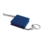 Square keyring with measuring tape, 1M blue colour third view