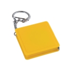 Square keyring with measuring tape, 1M yellow colour