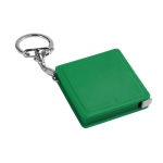 Square keyring with measuring tape, 1M green colour