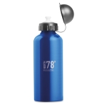 Aluminium sports bottle for outdoor activities, 600 ml blue colour third main view