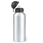 Aluminium sports bottle for outdoor activities, 600 ml matt silver colour