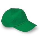 Cap with 5 panels and closure for promotions green colour