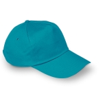 Cap with 5 panels and closure for promotions turquoise colour