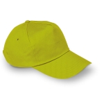 Cap with 5 panels and closure for promotions lime colour