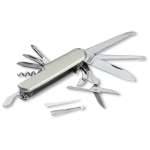 Multifunctional metal pocket knife, 13 functions silver colour