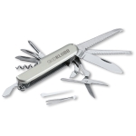 Multifunctional metal pocket knife, 13 functions silver colour main view