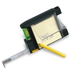 Multifunctional tape measure, spirit level, notepad, pen, 2 m black colour