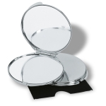 Pocket mirror with normal and magnifying mirror, metal housing shiny silver colour