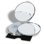 Pocket mirror with normal and magnifying mirror, metal housing shiny silver colour second main view