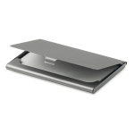 Chrome-plated business card holder matt silver colour third view