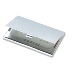 Aluminium business card holder for trade fairs shiny silver colour