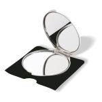 Pocket mirror with normal and magnifying mirrors matt silver colour