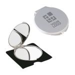 Pocket mirror with normal and magnifying mirrors matt silver colour view with print area