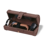 5-piece shoe shine set in a luxurious imitation leather case brown colour second view