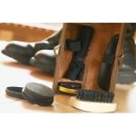 5-piece shoe shine set in a luxurious imitation leather case brown colour ambient view