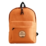 Children's backpack made of 600D polyester with front pocket orange colour main view