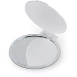 Pocket mirror in plastic housing for promotions transparent white colour