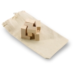 Wooden puzzle for children in a cotton bag for promotions wood colour third view