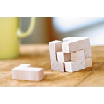 Wooden puzzle for children in a cotton bag for promotions wood colour ambient view