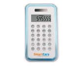 8-digit calculator in blue-transparent aluminium design transparent blue colour second main view