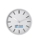 White analogue wall clock for promotions white colour view with print area