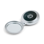 Small round mirror with hairbrush as a practical beauty gift silver colour third view