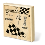 Games collection, mikado, dominoes, chess, checkers, wooden box wood colour second view