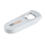 Bottle openers in plastic for promotional events white colour third main view