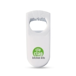 Bottle openers in plastic for promotional events white colour main view