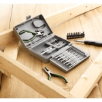 Tool box with practical tools, silver colour ambient view