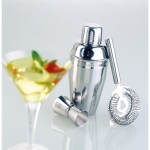 Cocktail set with shaker, measure and strainer, steel, 500 ml shiny silver colour photographic view