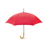 Automatic umbrella with pole, tips and crown of wood, Ø 104 red colour