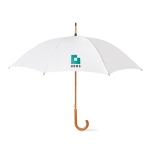 Automatic umbrella with pole, tips and crown of wood, Ø 104 white colour third main view