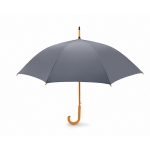 Automatic umbrella with pole, tips and crown of wood, Ø 104 grey colour