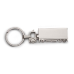 Keyring in the shape of a silver truck for promotions silver colour